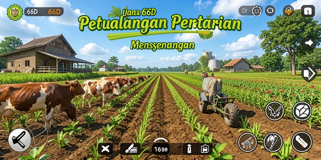 Screenshot gameplay 66D menampilkan aktivitas bertani yang seru.