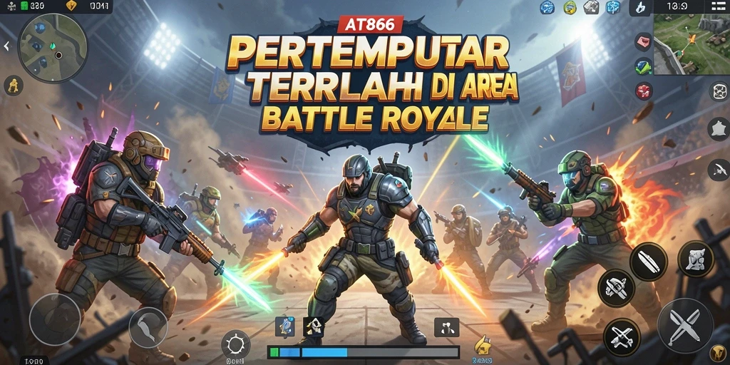 Tangkapan layar AT866 menampilkan aksi penuh ketegangan di arena Battle Royale.