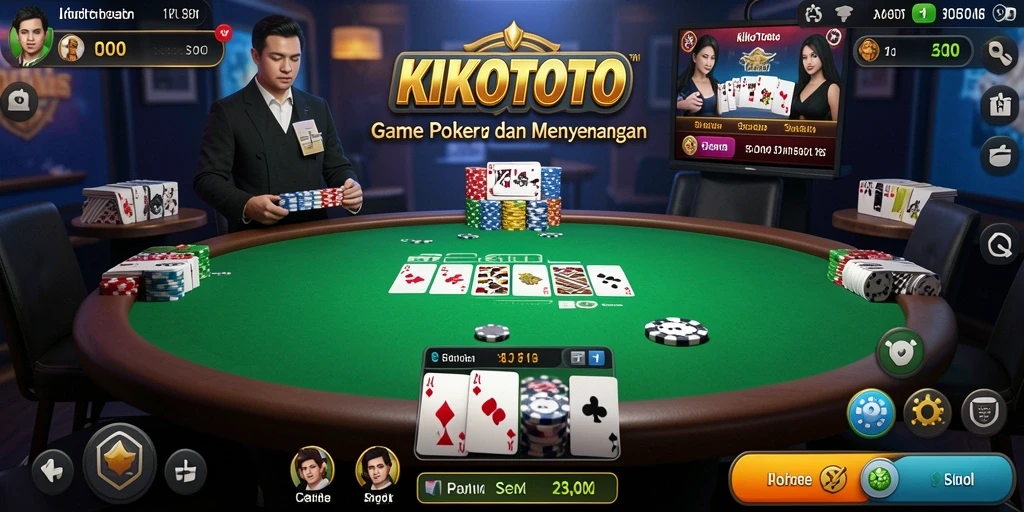 Tampilan gameplay seru dari KIKOTOTO dalam aksi poker.