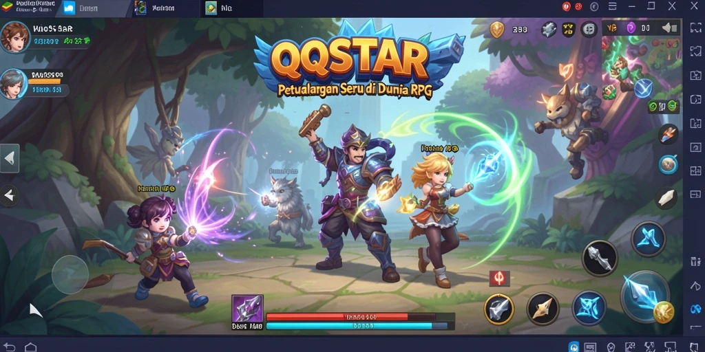 Tampilan gameplay seru di QQSTAR penuh aksi RPG.