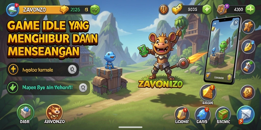Screenshot ZAVONZO menampilkan gameplay Idle yang menarik dan menghibur.